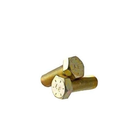 Grade 8, 1/4-28 Hex Head Cap Screw, Zinc & Yellow Plated Steel, 3/4 In L, 2700 PK